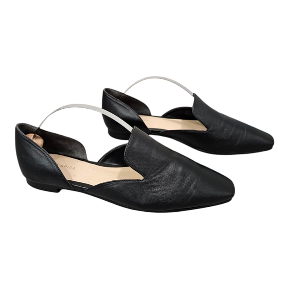 Via Spiga Leather Loafer Slip On Flat Black Size 7 Casual Office - Picture 2 of 11